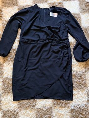Torrid Black Long-Sleeve Wrap Tulip Dress NWT Sz 16